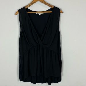 Loft Womens Black Sleeveless V-Neck Boho Style Top Size Large